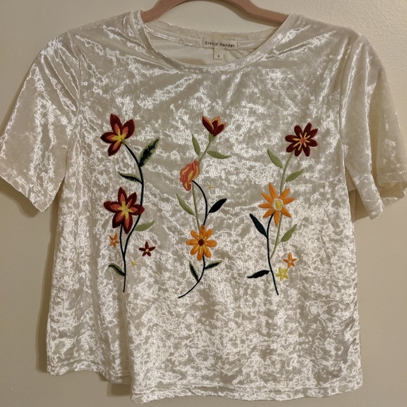 Shop Stevie Tops - Velvet Floral Crop Top